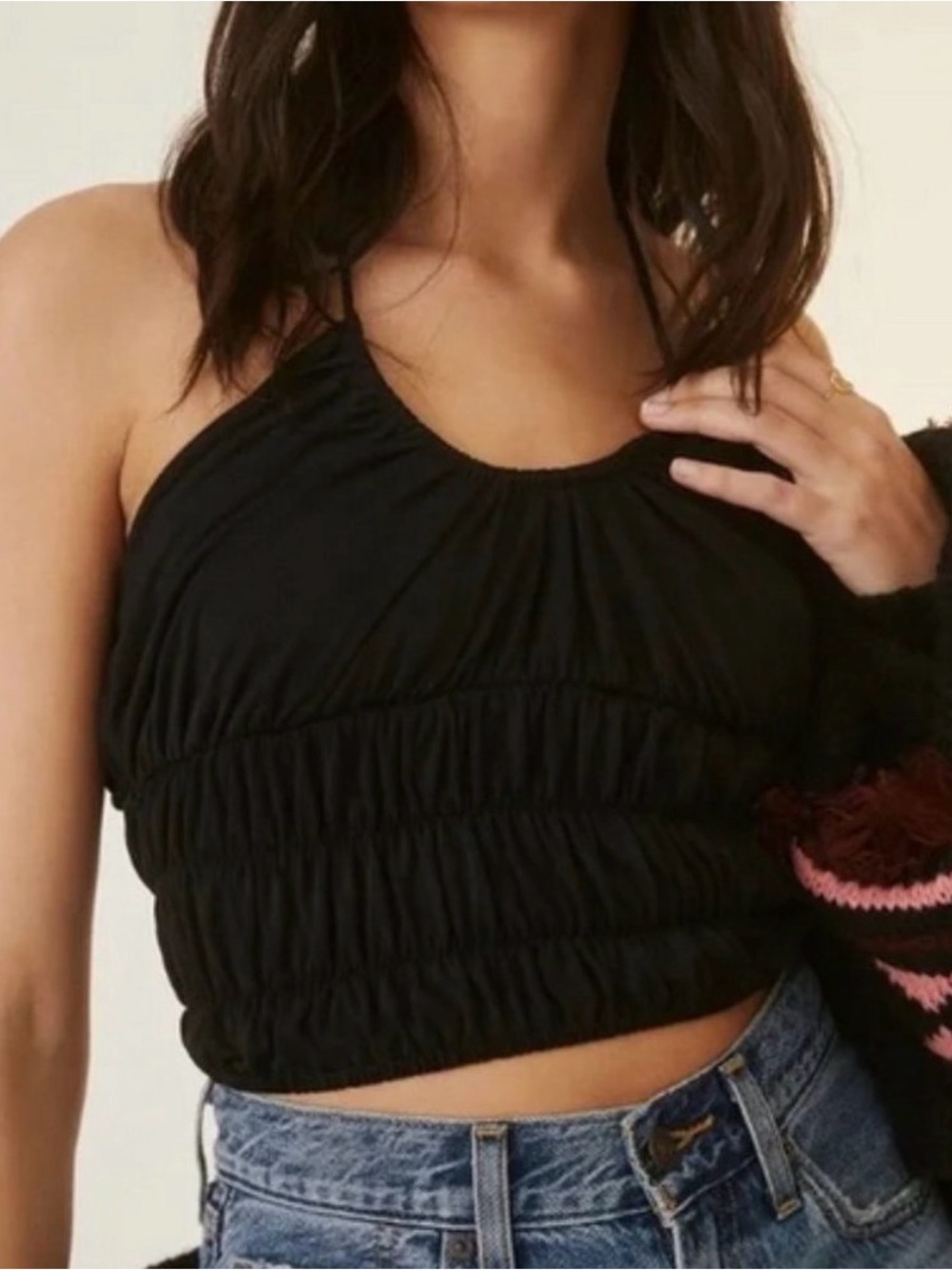 Anthropologie Sunday in Brooklyn NWT Black Ruched Halter Tank Top S